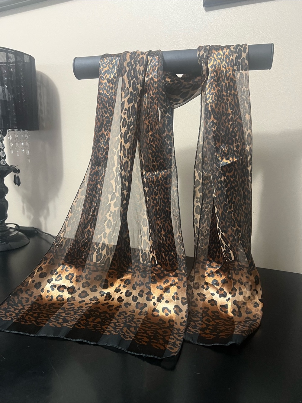 4 Animal-Print Sheer Scarfs in Brown and Tan - Picture 4 of 6